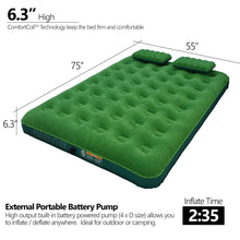 Load image into Gallery viewer, Inflatable Air Mattress Portable Air Bed and 2 Inflatable Pillows with Portable Battery Pump (Queen) - Simpli Comfy Inflatable Air Mattress
