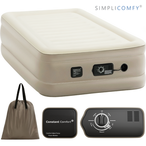 Inflatable Air Mattress 18" Raised Air Bed with ConstantComfort Built-in Pump (Twin) - Simpli Comfy Inflatable Air Mattress