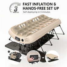 Load image into Gallery viewer, Simpli Comfy EZ Bed Twin — Self-Inflating Air Mattress with Built-In Steel Frame, Pump &amp; Wheeled Case - Simpli Comfy Inflatable Air Mattress
