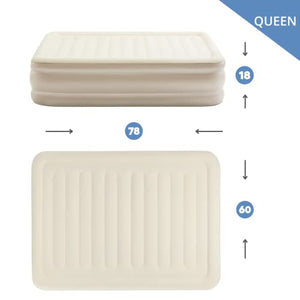 Simpli Comfy Inflatable Queen Air Mattress with Built in Dual Pump Choose Your Firmness Level Self Inflating Blow Up Air Bed 18” Elevated for Home Guest Travel Relocate Camping - Simpli Comfy Inflatable Air Mattress