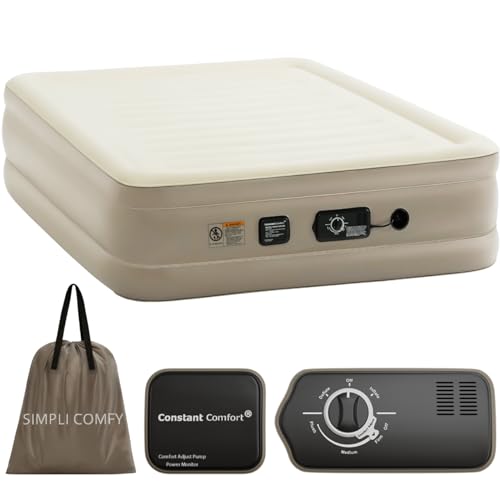 Simpli Comfy Inflatable Queen Air Mattress with Built in Dual Pump Choose Your Firmness Level Self Inflating Blow Up Air Bed 18” Elevated for Home Guest Travel Relocate Camping - Simpli Comfy Inflatable Air Mattress