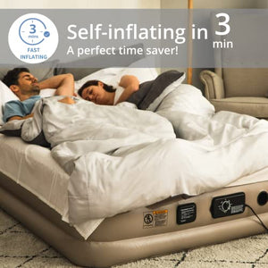Simpli Comfy Inflatable Queen Air Mattress with Built in Dual Pump Choose Your Firmness Level Self Inflating Blow Up Air Bed 18” Elevated for Home Guest Travel Relocate Camping - Simpli Comfy Inflatable Air Mattress