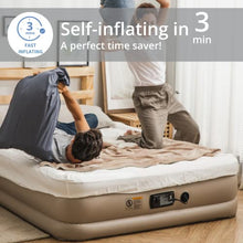 Load image into Gallery viewer, Simpli Comfy Inflatable Queen Air Mattress with Built in Pump Self Inflating Blow Up Durable Heavy Duty Stay Firm Comfortable Air Bed 18” Elevated for Home Guest Travel Relocate Camping - Simpli Comfy Inflatable Air Mattress
