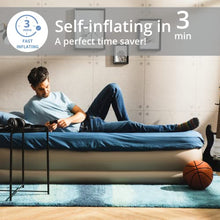 Load image into Gallery viewer, Simpli Comfy Inflatable Twin Air Mattress with Built in Dual Pump Choose Your Firmness Level Self Inflating Blow Up Air Bed 18” Elevated for Home Guest Travel Relocate Camping - Simpli Comfy Inflatable Air Mattress
