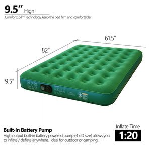 Air mattress with built shop in battery pump