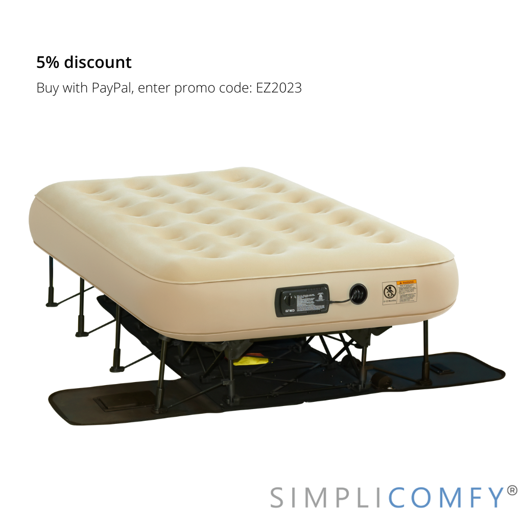 EZ Air Bed Self-Inflating Twin Size Air Mattress with Built-in Frame, Pump and Wheeled Case - Simpli Comfy Inflatable Air Mattress